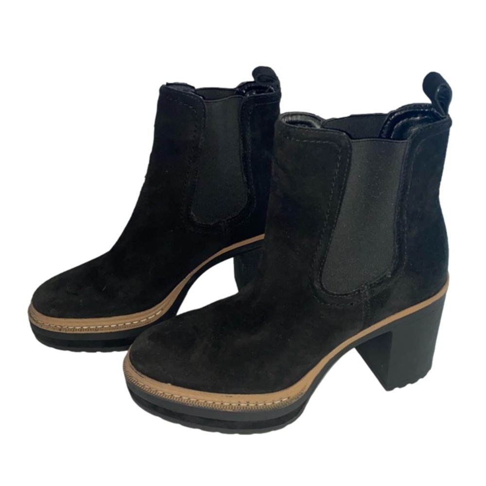 Steve Madden Lexa Black Suede Lug Boot Women’s Size 7.5 Chelsea Block High Heel